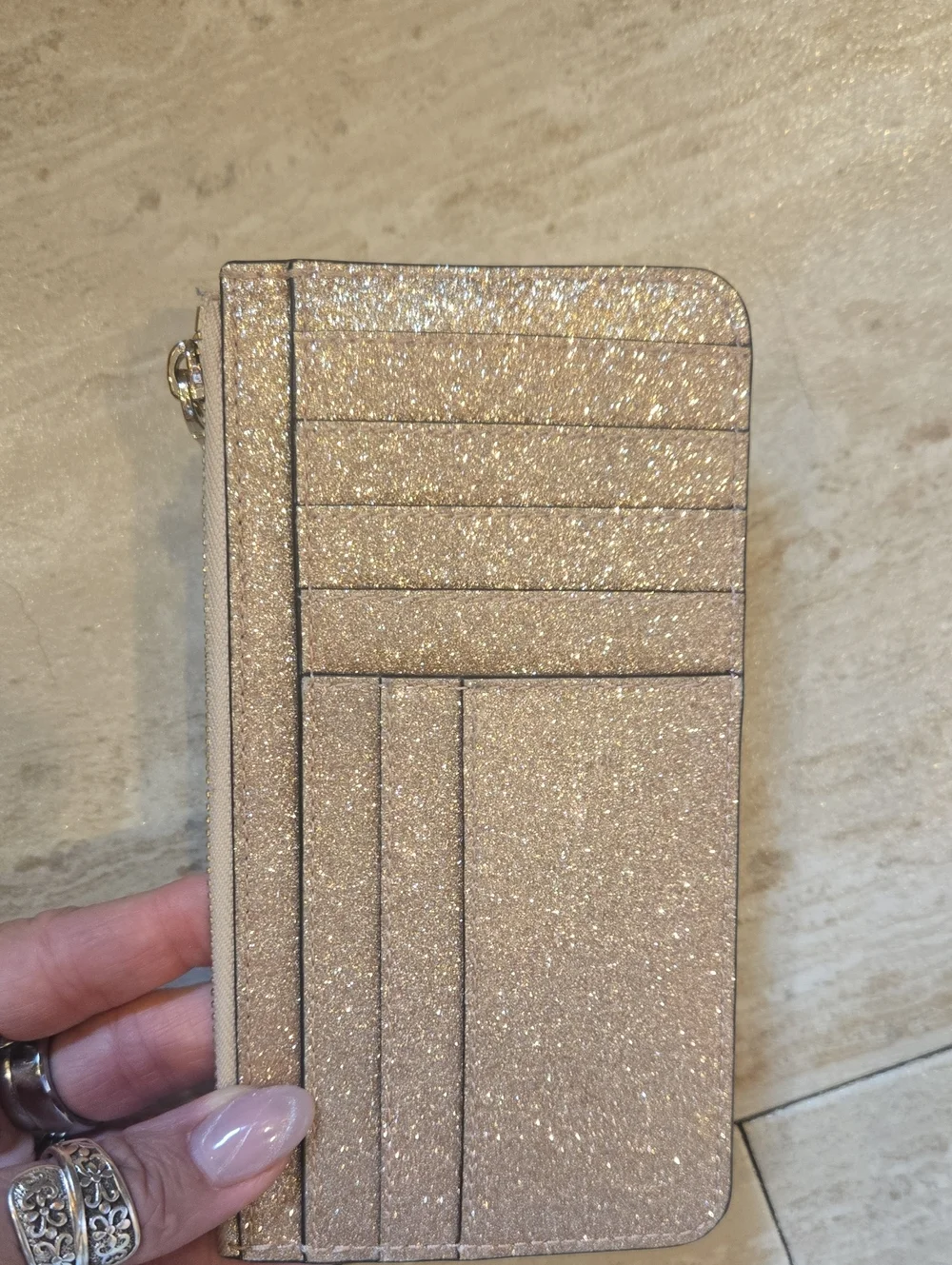 Kate Spade New York Gold Glitter Slim Wallet